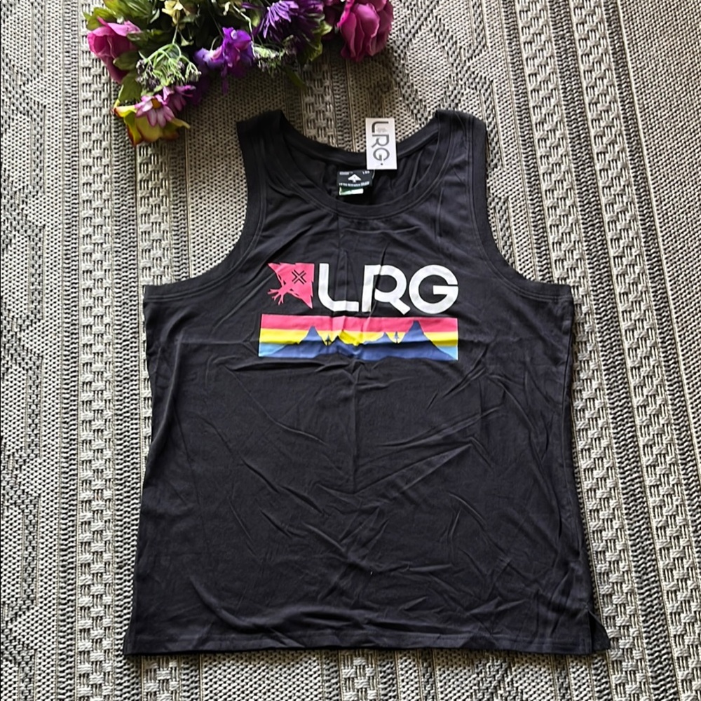 LRG Black Tank Top with Multicolor Logo Size Medium